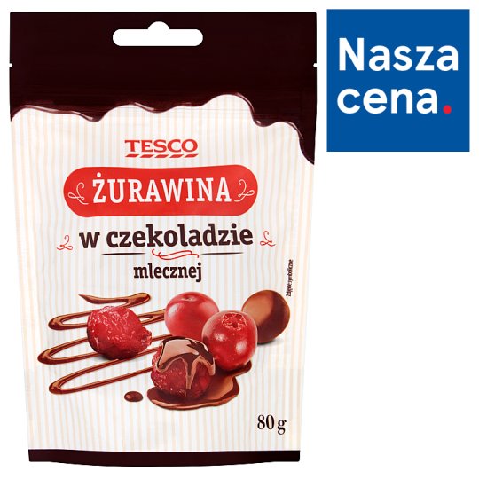 Tesco Żurawina w czekoladzie mlecznej 80 g