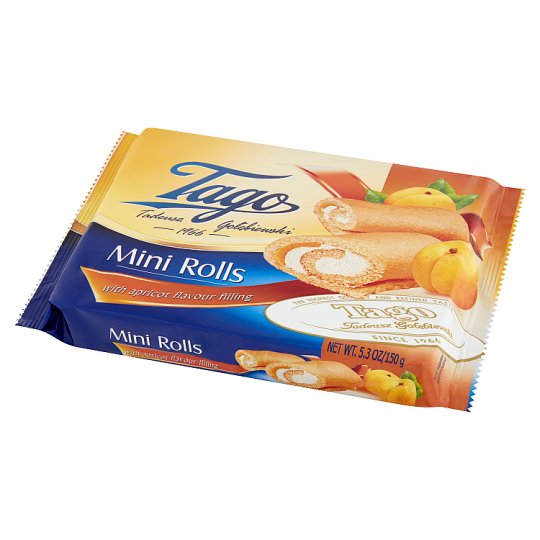 Tago Mini roladki z nadzieniem o smaku morelowym i kremem o smaku waniliowym 150 g