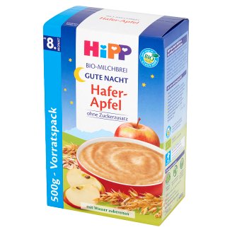 HiPP BIO Na Dobranoc Kaszka mleczna Owsianka z jabłkami od 8. miesiąca 500 g (2 sztuki)