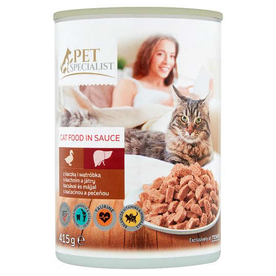 Tesco Pet Specialist Karma dla dorosłych kotów z kaczką i wątróbką w sosie 415 g