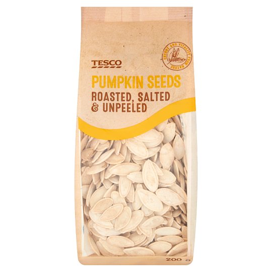 Tesco Pestki dyni niełuskane solone 200 g