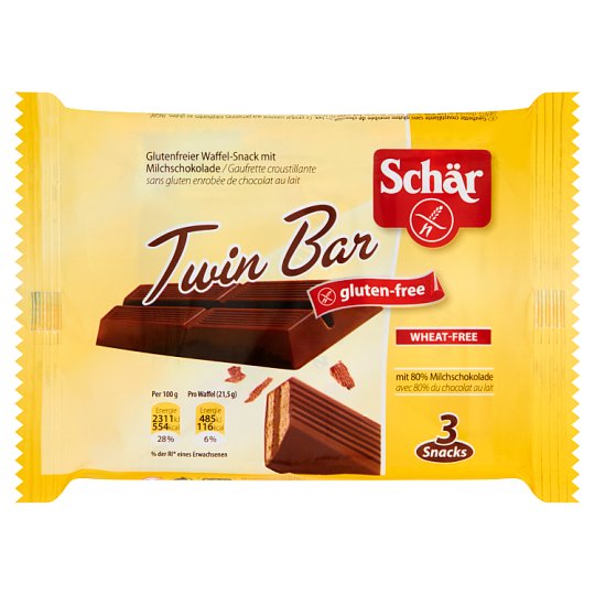 Schär Twin Bar Bezglutenowe wafelki w czekoladzie 64,5 g (3 sztuki)