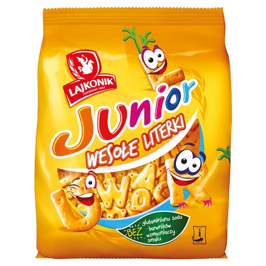 Lajkonik Junior Wesołe Literki Drobne krakersy solone 140 g