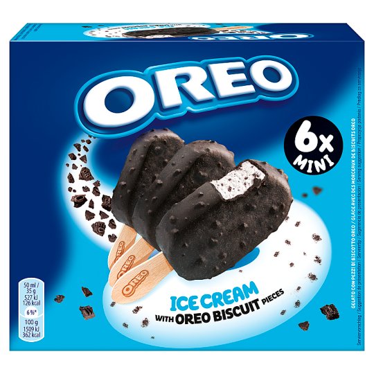 Oreo Lody o smaku waniliowym z ciasteczkami kakaowymi z nadzieniem 300 ml (6 sztuk)