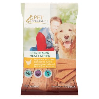 Tesco Pet Specialist Karma uzupełniająca dla dorosłych psów paski bogate w kurczaka 172 g (20 sztuk)