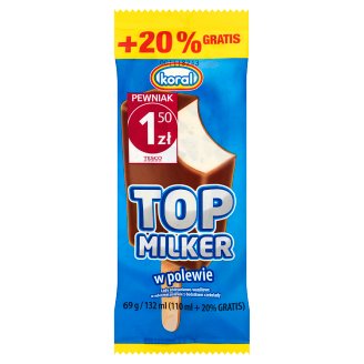Koral Top Milker Lody śmietankowo-waniliowe w mlecznej polewie z dodatkiem czekolady 132 ml