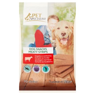 Tesco Pet Specialist Karma uzupełniająca dla dorosłych psów paski bogate w wołowinę 172 g (20 sztuk)