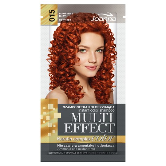 Joanna Multi Effect color Szamponetka koloryzująca płomienny rudy 015 35 g