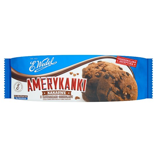 E. Wedel Amerykanki kakaowe Kruche ciastka z kawałkami czekolady 125 g