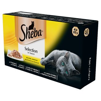Sheba Selection in Sauce Soczyste Kawałki Karma pełnoporcjowa 340 g (4 sztuki)