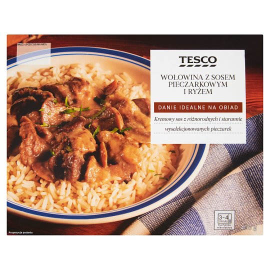 Tesco Wołowina z sosem pieczarkowym i ryżem 400 g