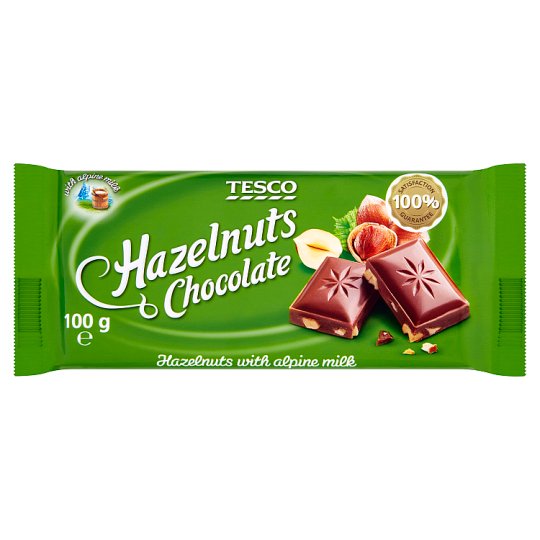 Tesco Czekolada mleczna z orzechami laskowymi 100 g