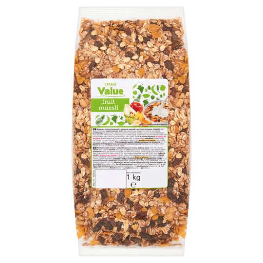 Tesco Value Fruit muesli Mieszanka płatków zbożowych 1 kg