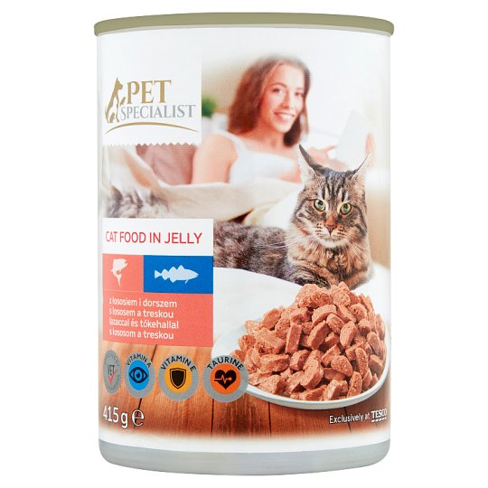 Tesco Pet Specialist Karma dla dorosłych kotów z łososiem i dorszem w galaretce 415 g