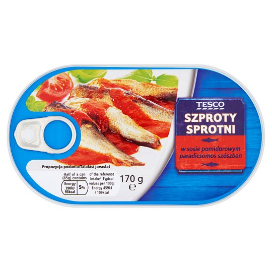 Tesco Szproty w sosie pomidorowym 170 g