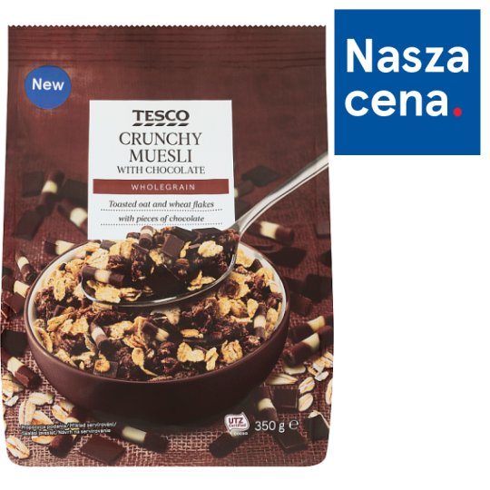 Tesco Chrupiące musli kakaowe z kawałkami czekolad 350 g