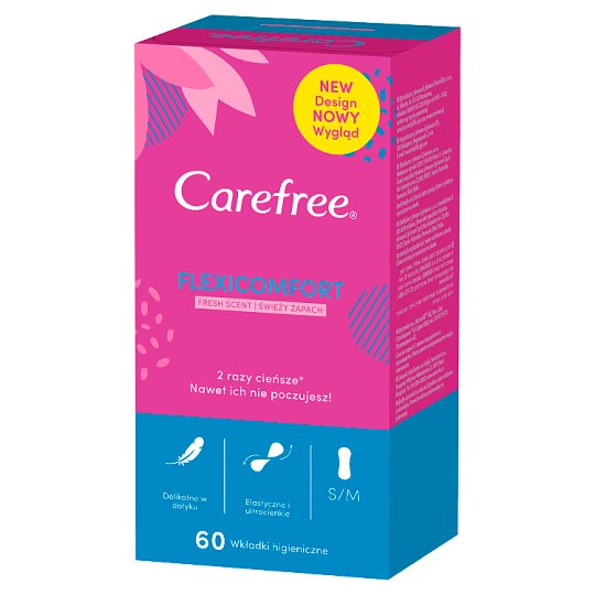 Carefree FlexiComfort Fresh Scent Wkładki higieniczne 60 sztuk