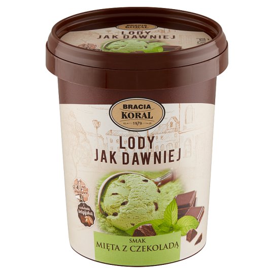 Bracia Koral Lody jak dawniej Mint Flavoured with Chocolate Ice Cream 450 ml
