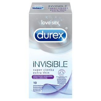 Durex Invisible dodatkowo nawilżana Prezerwatywy 10 sztuk