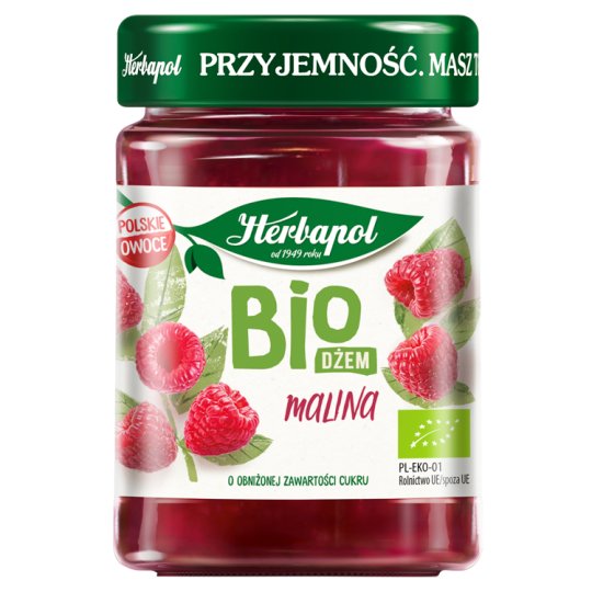 Herbapol Dżem BIO o obniżonej zawartości cukru malina 280 g