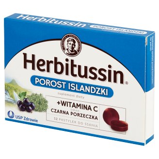 Herbitussin Porost Islandzki Pastylki do ssania Suplement diety 12 pastylek