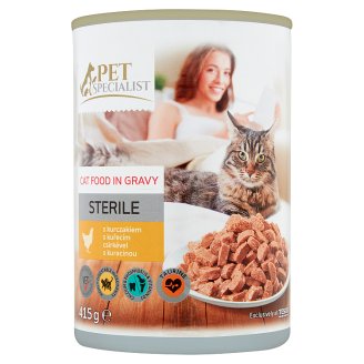 Tesco Pet Specialist Karma dla dorosłych sterylizowanych kotów z kurczakiem w sosie 415 g