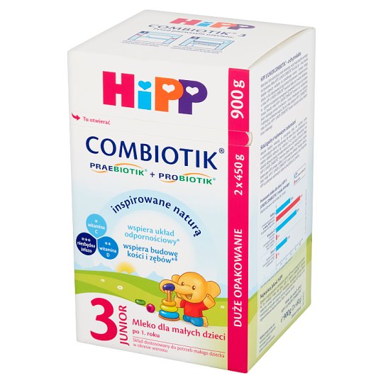 HiPP Junior Combiotik 3 Mleko dla małych dzieci po 1. roku 900 g (2 sztuki)
