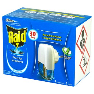 Raid Przeciw komarom Elektrofumigator z płynem owadobójczym Urządzenie i zapas 21 ml
