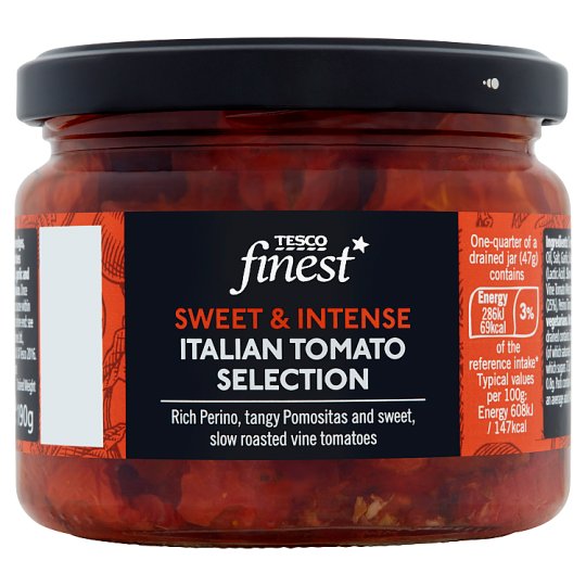 Tesco Finest Suszone pomidory marynowane w oleju słonecznikowym 290 g