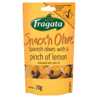 Fragata Snack'n Olive Zielone oliwki drylowane z cytryną i oliwą z oliwek 70 g