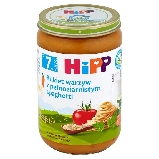 HiPP BIO Bukiet warzyw z pełnoziarnistym spaghetti po 7. miesiącu 220 g