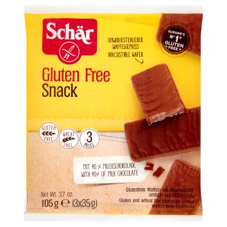 Schär Snack Wafel bezglutenowy z orzechami laskowymi polewany czekoladą 105 g (3 sztuki)