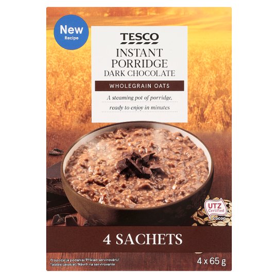 Tesco Dark Chocolate Instant Porridge 260 g (4 x 65 g)