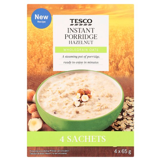 Tesco Hazelnut Owsianka typu instant z orzechami laskowymi 260 g (4 x 65 g)
