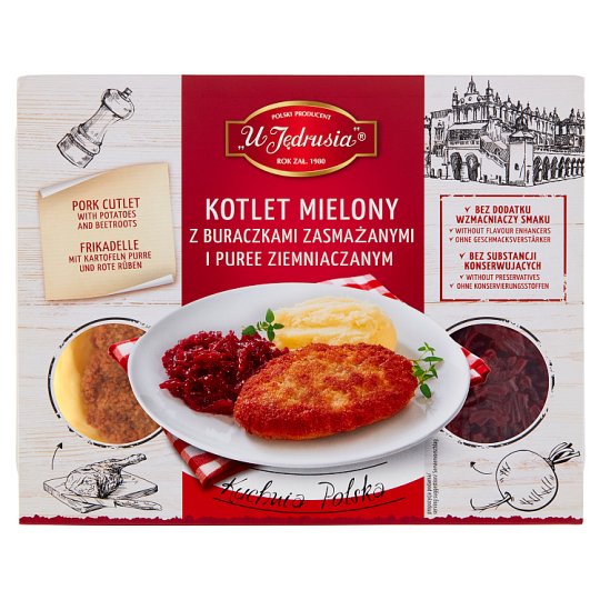 U Jędrusia Kuchnia Polska Kotlet mielony z ziemniakami i buraczkami 400 g
