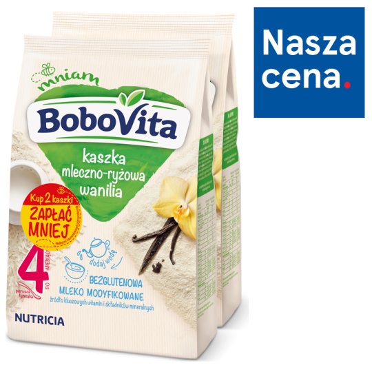 BoboVita Kaszka mleczno-ryżowa wanilia po 4 miesiącu 460 g (2 x 230 g)