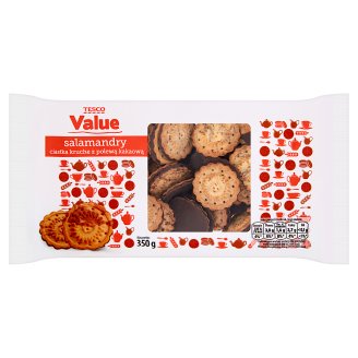 Tesco Value Salamandry Ciastka kruche z polewą kakaową 350 g