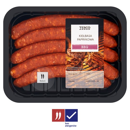 Tesco BBQ Kiełbasa paprykowa 0,300 kg