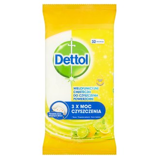 Dettol Wielofunkcyjne chusteczki do czyszczenia powierzchni o zapachu limonki i cytryny 32 sztuki