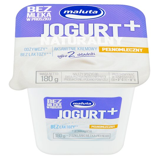 Maluta Jogurt naturalny pełnomleczny bez laktozy 180 g