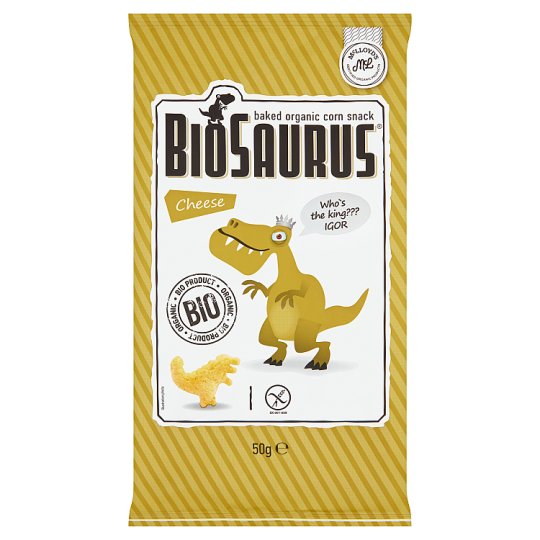 BioSaurus Ekologiczne pieczone chrupki kukurydziane o smaku serowym 50 g