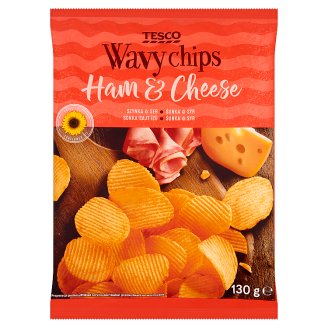 Tesco Chipsy ziemniaczane grubo krojone o smaku szynki i sera 130 g