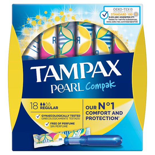 Tampax Compak Pearl Regular Tampony z aplikatorem, 18 sztuk