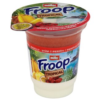Müller Froop Tropical Ananas-marakuja-wiśnia z Barbados Jogurt z wsadem owocowym 150 g