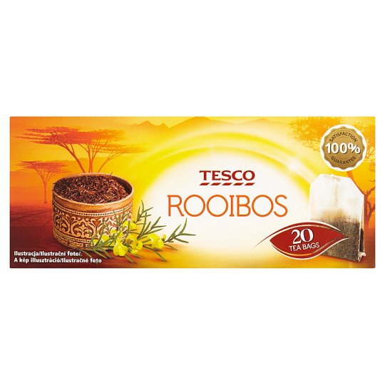 Tesco Rooibos Herbatka z liści czerwonokrzewu afrykańskiego 40 g (20 torebek)