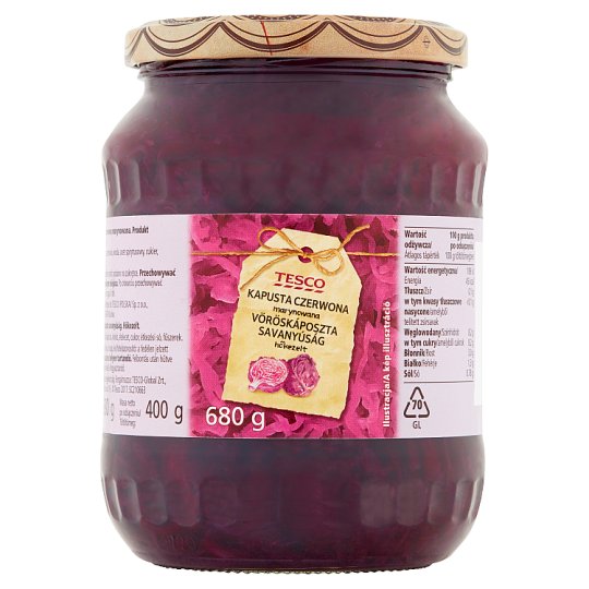 Tesco Kapusta czerwona marynowana 680 g