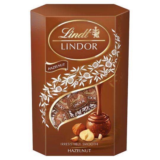 Lindt Lindor Pralinki z czekolady mlecznej z kawałkami orzechów laskowych i nadzieniem 200 g