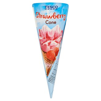 Tesco Lody o smaku truskawkowym w rożku waflowym 75 g