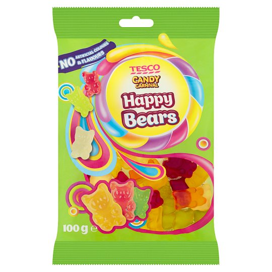 Tesco Candy Carnival Happy Bears Żelki o smaku owocowym 100 g