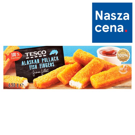Tesco Paluszki rybne z mintaja w panierce 450 g
